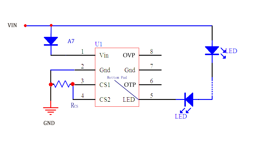 過(guò)溫過(guò)壓保護(hù)車(chē)燈恒流驅(qū)動(dòng)器
